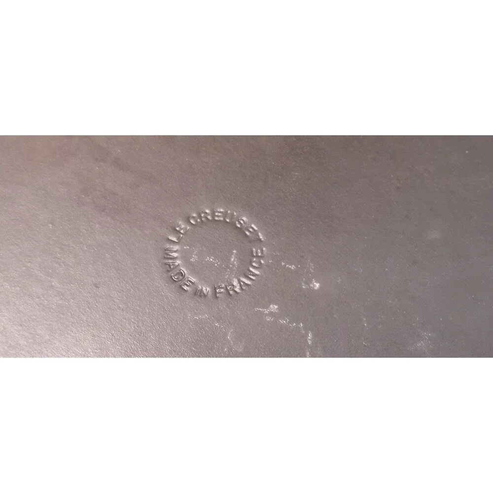 Vintage Le Creuset Cast Iron Grill Pan Embossed Cow Folding Handle Burn Mark